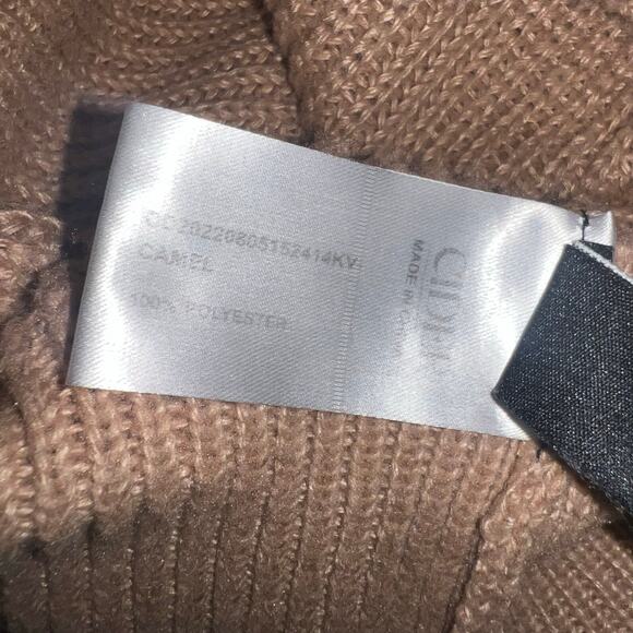 Mock Neck Sleeveless Tan camel minimalist Knit  women's Sweater size large - Picture 5 of 6